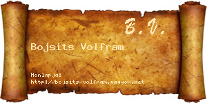 Bojsits Volfram névjegykártya